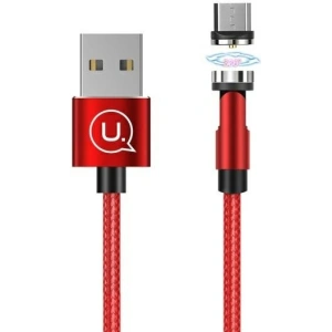 Wholesale USAMS Magnetic Nylon Cable U59 microUSB 2.1A Fast Charge 1m red SJ474USB02 (US-SJ474) - USA240RED - {ean13} - Hurt