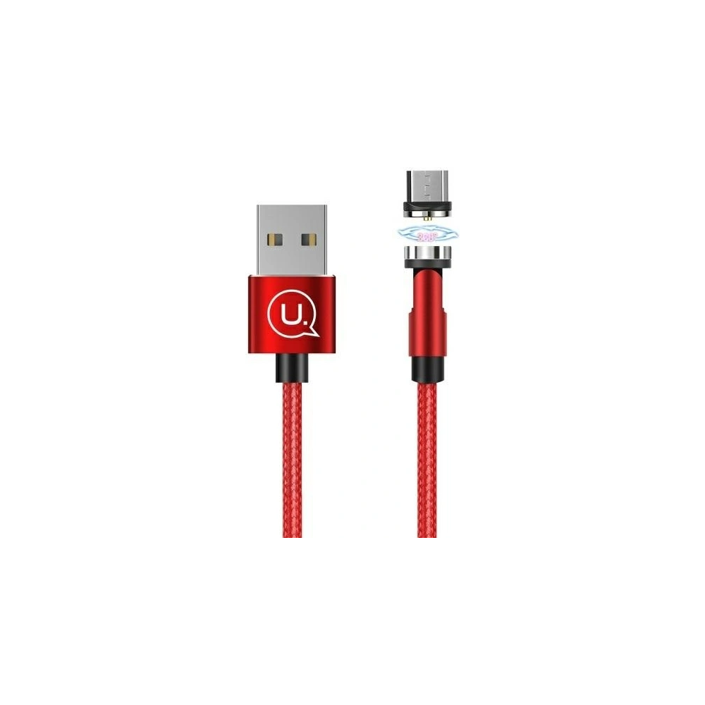 Hurtownia GSM - Magnetický kabel USAMS U59 microUSB 2.1A rychlé nabíjení 1m pletený červený/red SJ474USB02 nastavitelný úhel - USA240RED - {ean13} - Hurt