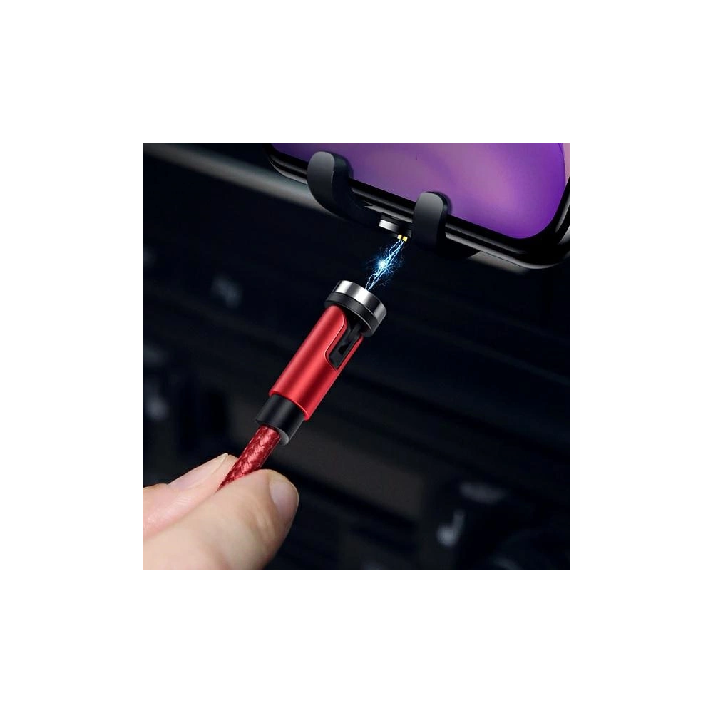 Hurtownia GSM - Magnetický kabel USAMS U59 microUSB 2.1A rychlé nabíjení 1m pletený červený/red SJ474USB02 nastavitelný úhel - USA240RED - {ean13} - Hurt