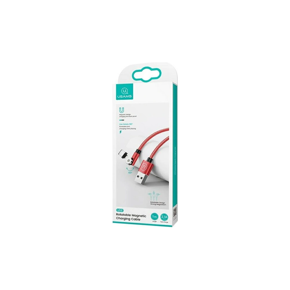 Hurtownia GSM - Magnetický kabel USAMS U59 microUSB 2.1A rychlé nabíjení 1m pletený červený/red SJ474USB02 nastavitelný úhel - USA240RED - {ean13} - Hurt