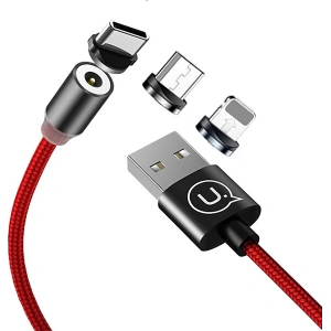 Kabel magnetyczny USAMS U-Sure 3w1 1m czerwony/red (lightning/microUSB/USB-C) SJ438USB02