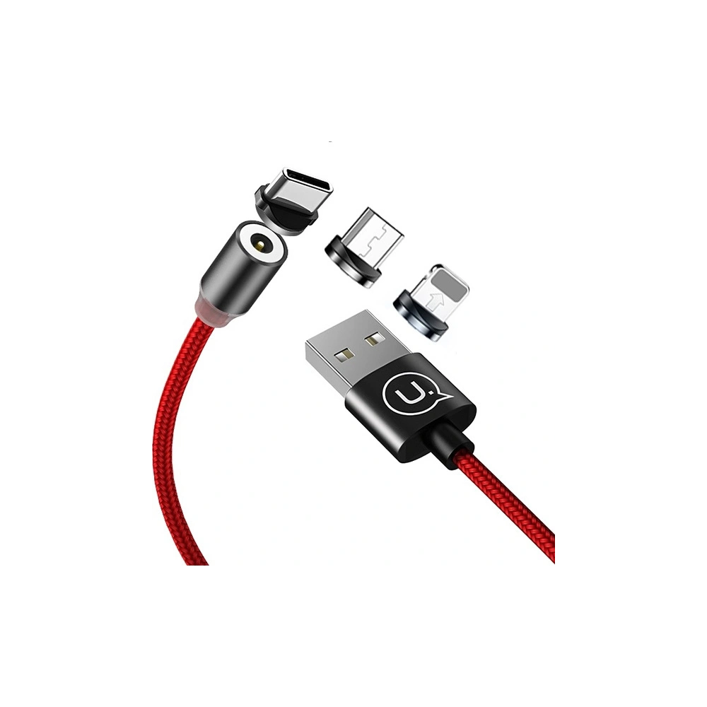 Kabel magnetyczny USAMS U-Sure 3w1 1m czerwony/red (lightning/microUSB/USB-C) SJ438USB02
