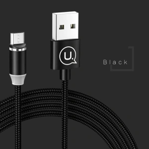 Wholesale USAMS Magnetic Nylon Cable U-Sure microUSB 1m 2.1A black SJ294USB01 (US-SJ294) - USA249BLK - {ean13} - Hurt