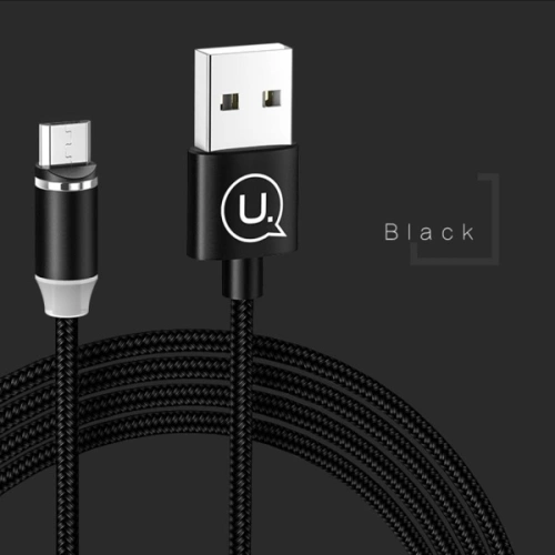 Kabel magnetyczny USAMS U-Sure microUSB 1m 2.1A pleciony czarny/black SJ294USB01