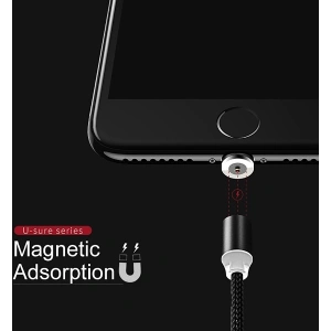 Wholesale USAMS Magnetic Nylon Cable U-Sure microUSB 1m 2.1A black SJ294USB01 (US-SJ294) - USA249BLK - {ean13} - Hurt