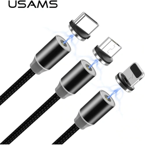 Kabel magnetyczny USAMS U-Sure microUSB 1m 2.1A pleciony czarny/black SJ294USB01