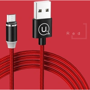 Wholesale USAMS Magnetic Nylon Cable U-Sure microUSB 1m 2.1A red SJ294USB02 (US-SJ294) - USA250RED - {ean13} - Hurt