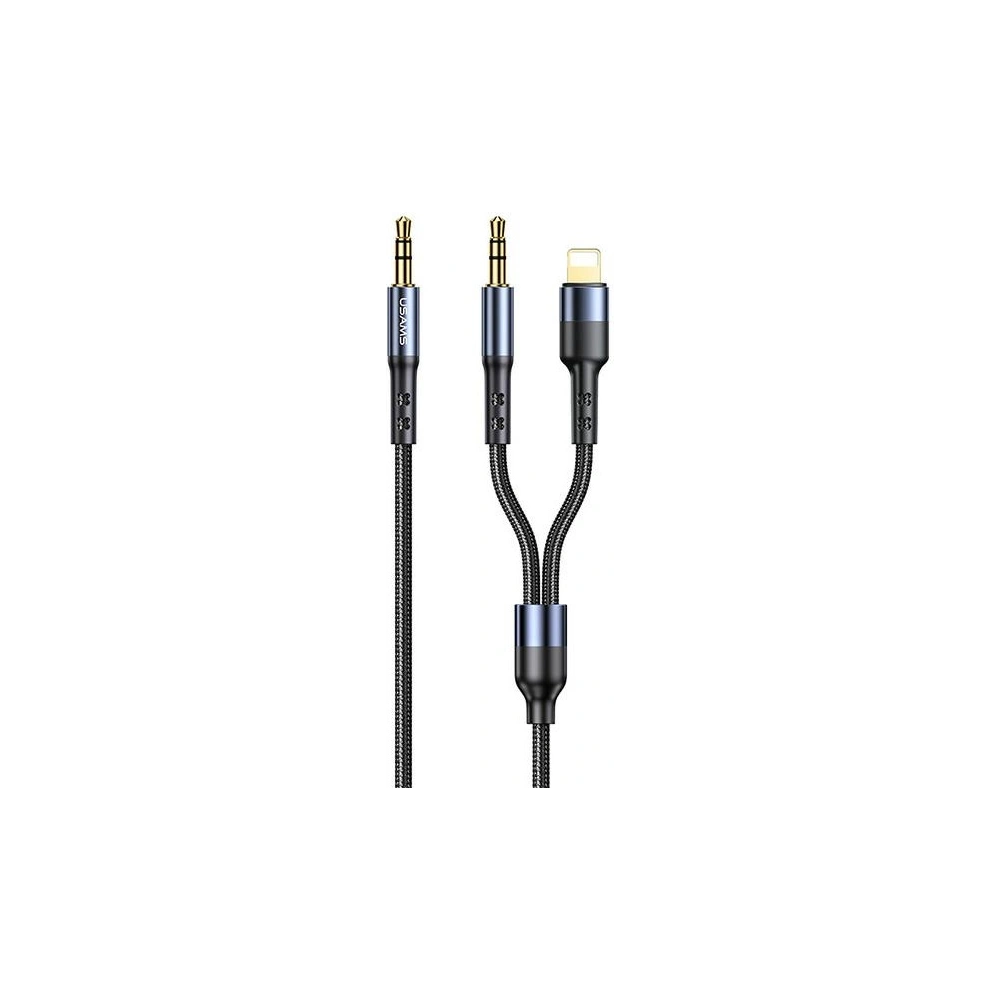 Hurtownia GSM - Kabel pletený USAMS 2w1 1,2m Fast Charge (Lightning/Jack 3,5mm na Jack 3,5mm) SJ554YP01 - USA253 - {ean13} - Hurt