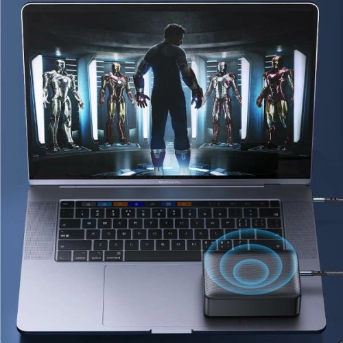 Kabel pleciony USAMS 2w1 1,2m Fast Charge (Lightning/Jack 3,5mm na Jack 3,5mm) SJ554YP01