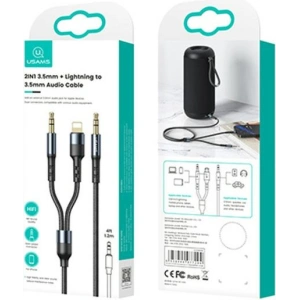 Hurtownia GSM - Kabel pleciony USAMS 2w1 1,2m Fast Charge (Lightning/Jack 3,5mm na Jack 3,5mm) SJ554YP01 - USA253 - {ean13} - Hurt