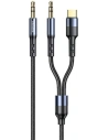 USAMS Nylon Cable 2in1 1,2m Fast Charge (USB-C/Jack 3,5mm - Jack 3,5mm) SJ555YP01 (US-SJ555)