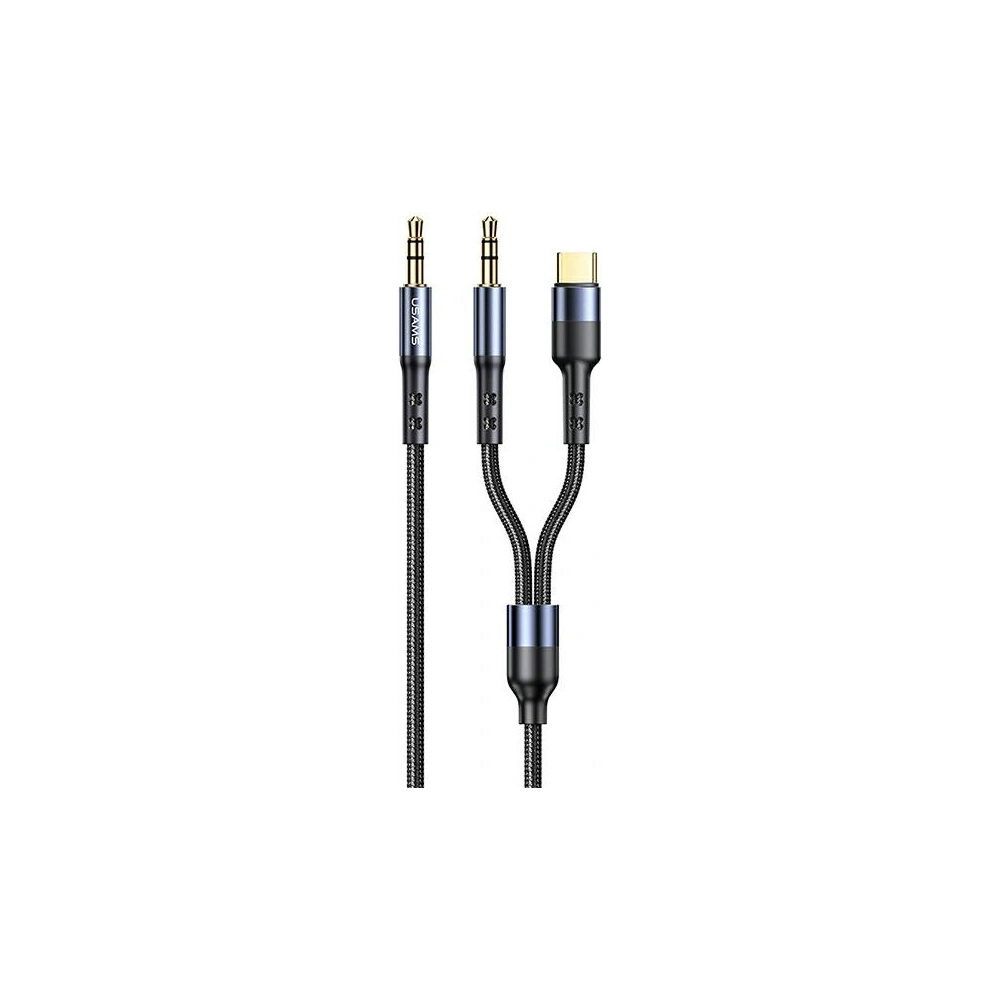 Hurtownia GSM - Kabel pletený USAMS 2w1 1,2m Fast Charge (USB-C/Jack 3,5mm na Jack 3,5mm) SJ555YP01 - USA254 - {ean13} - Hurt