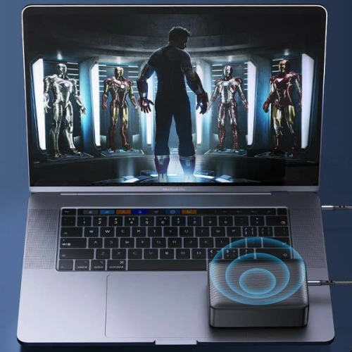 Kabel pleciony USAMS 2w1 1,2m Fast Charge (USB-C/Jack 3,5mm na Jack 3,5mm) SJ555YP01