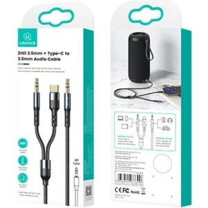 Hurtownia GSM - Kabel pleciony USAMS 2w1 1,2m Fast Charge (USB-C/Jack 3,5mm na Jack 3,5mm) SJ555YP01 - USA254 - {ean13} - Hurt
