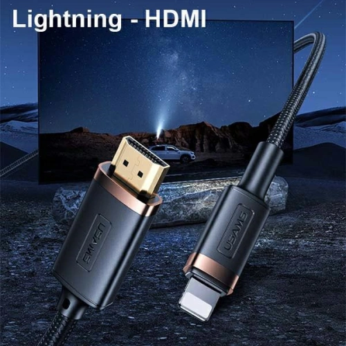 Kabel pleciony USAMS Lightning - HDMI U70 2.0m czarny/black SJ509HD01
