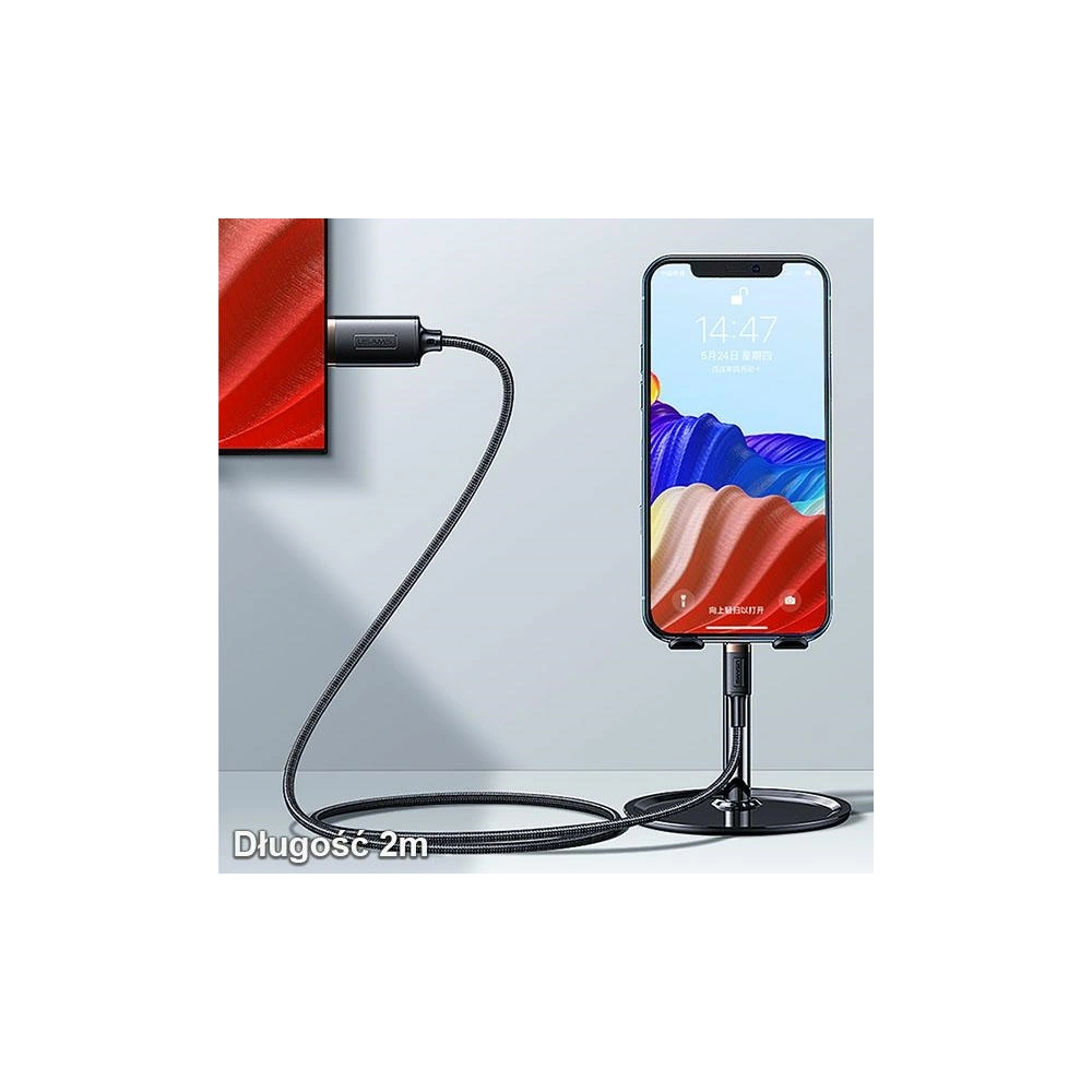 Kabel pletený USAMS Lightning - HDMI U70 2.0m černý/black SJ509HD01
