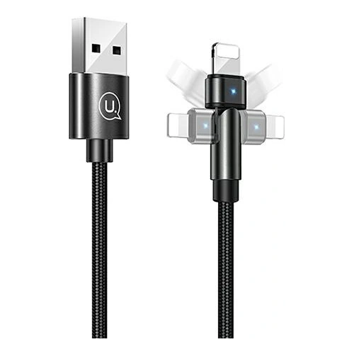 Kabel pleciony USAMS obrotowy U60 2A Lightning czarny/black 1m SJ476USB01
