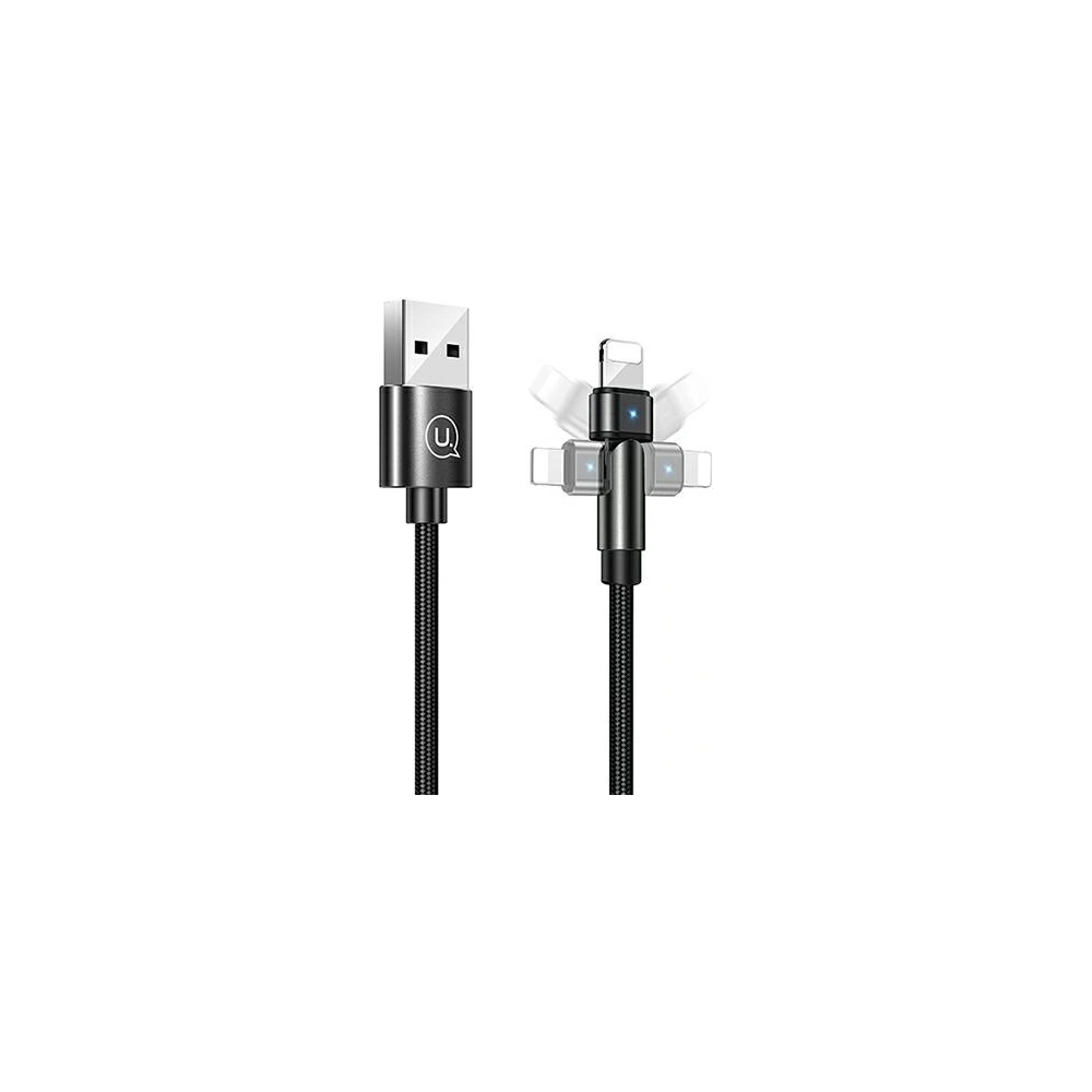 Wholesale USAMS Nylon Cable Rotatable U60 2A Lightning black 1m SJ476USB01 (US-SJ476) - USA257BLK - {ean13} - Hurt