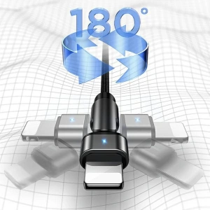Hurtownia GSM - Kabel pleciony USAMS obrotowy U60 2A Lightning czarny/black 1m SJ476USB01 - USA257BLK - {ean13} - Hurt