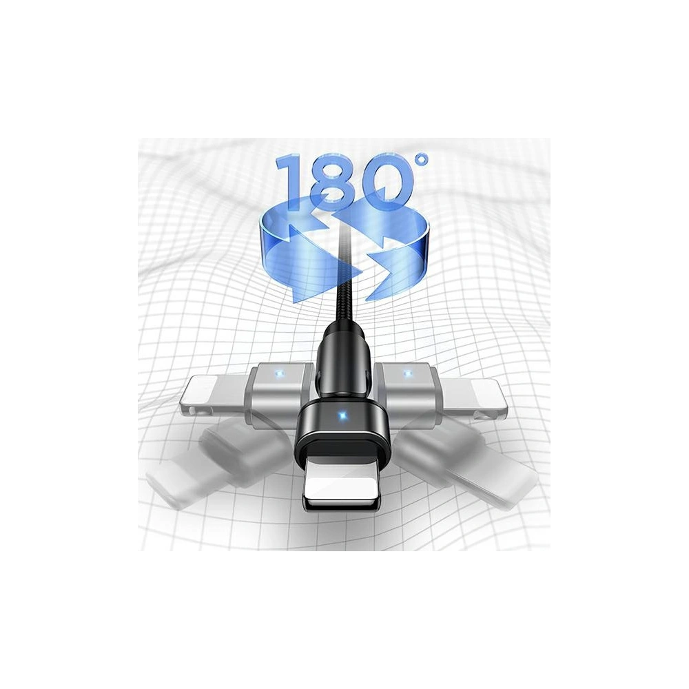Wholesale USAMS Nylon Cable Rotatable U60 2A Lightning black 1m SJ476USB01 (US-SJ476) - USA257BLK - {ean13} - Hurt