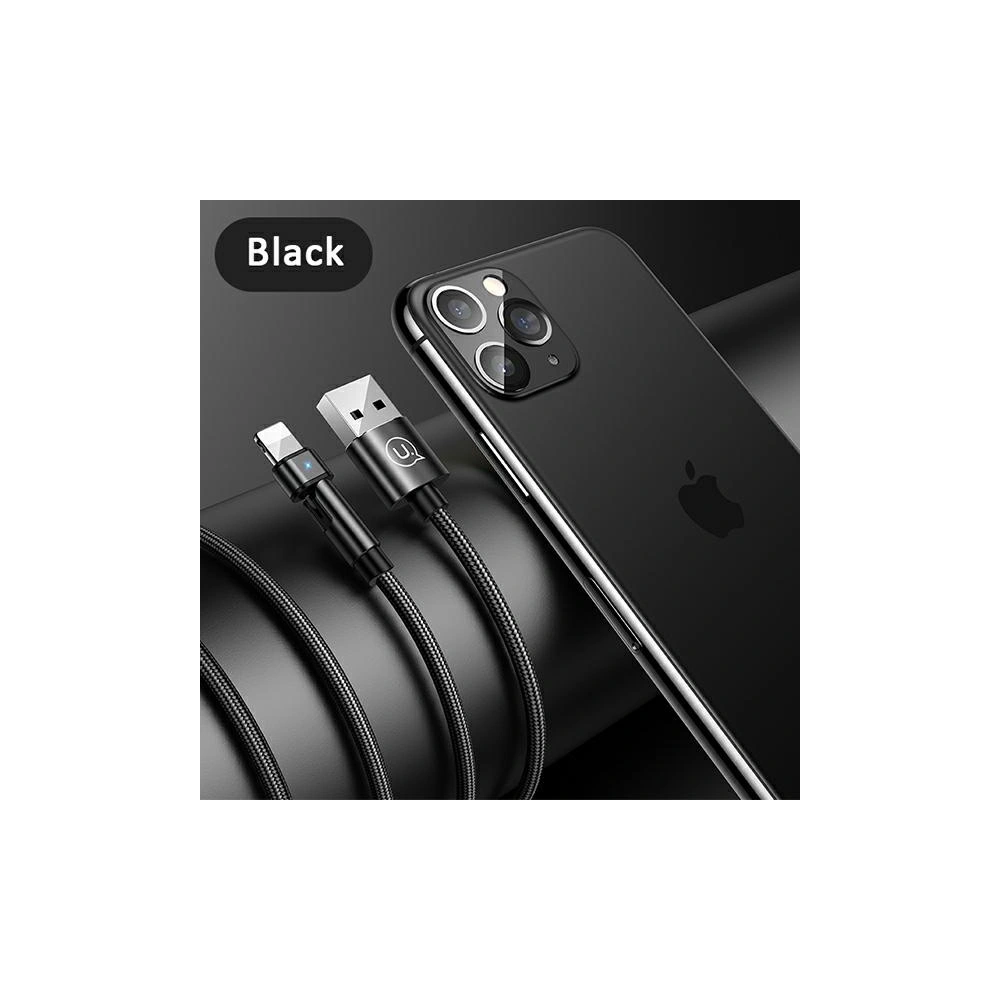Hurtownia GSM - Kabel pleciony USAMS obrotowy U60 2A Lightning czarny/black 1m SJ476USB01 - USA257BLK - {ean13} - Hurt