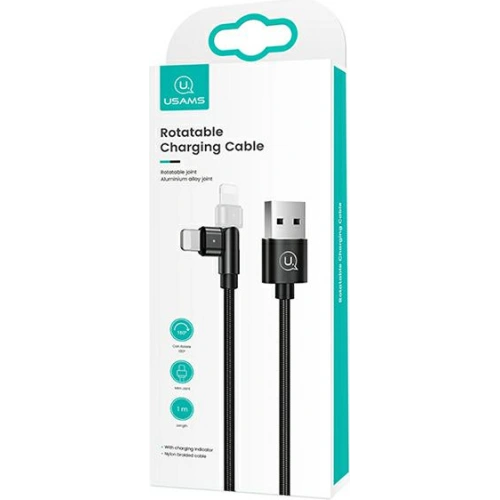Kabel pleciony USAMS obrotowy U60 2A Lightning czarny/black 1m SJ476USB01