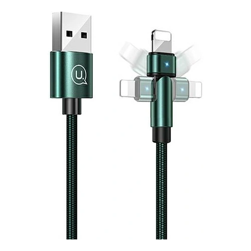 Kabel pleciony USAMS obrotowy U60 2A Lightning zielony/green 1m SJ476USB02