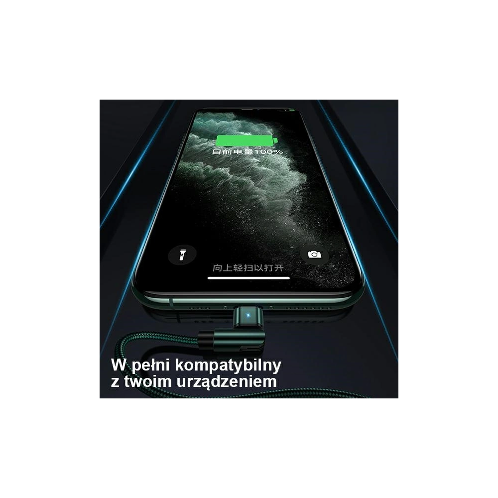 Hurtownia GSM - Kabel pleciony USAMS obrotowy U60 2A Lightning zielony/green 1m SJ476USB02 - USA258GRN - {ean13} - Hurt