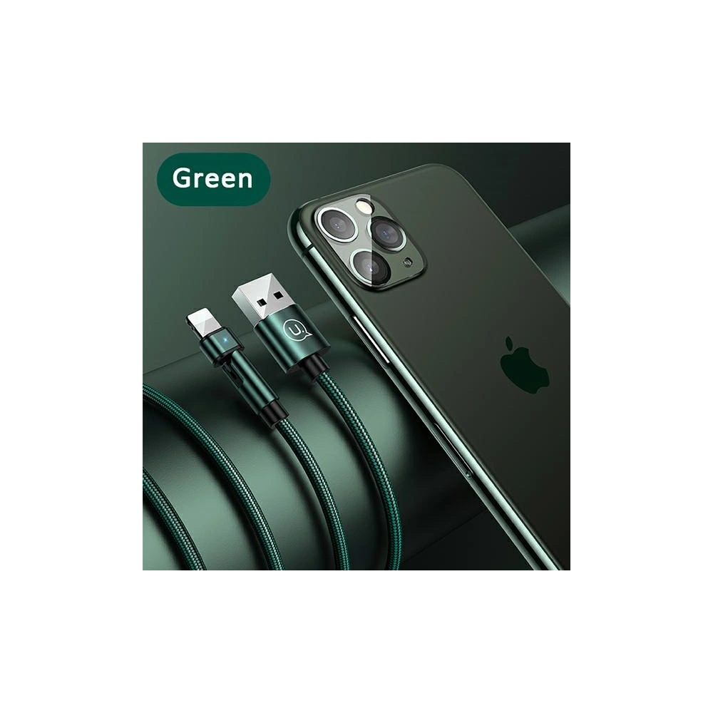 Wholesale USAMS Nylon Cable Rotatable U60 2A Lightning green 1m SJ476USB02 (US-SJ476) - USA258GRN - {ean13} - Hurt