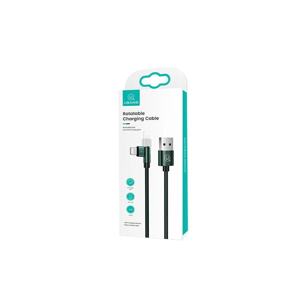 Wholesale USAMS Nylon Cable Rotatable U60 2A Lightning green 1m SJ476USB02 (US-SJ476) - USA258GRN - {ean13} - Hurt