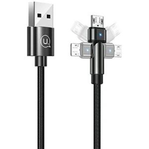 Wholesale USAMS Nylon Cable Rotatable U60 2A microUSB black 1m SJ478USB01 (US-SJ478) - USA259BLK - {ean13} - Hurt