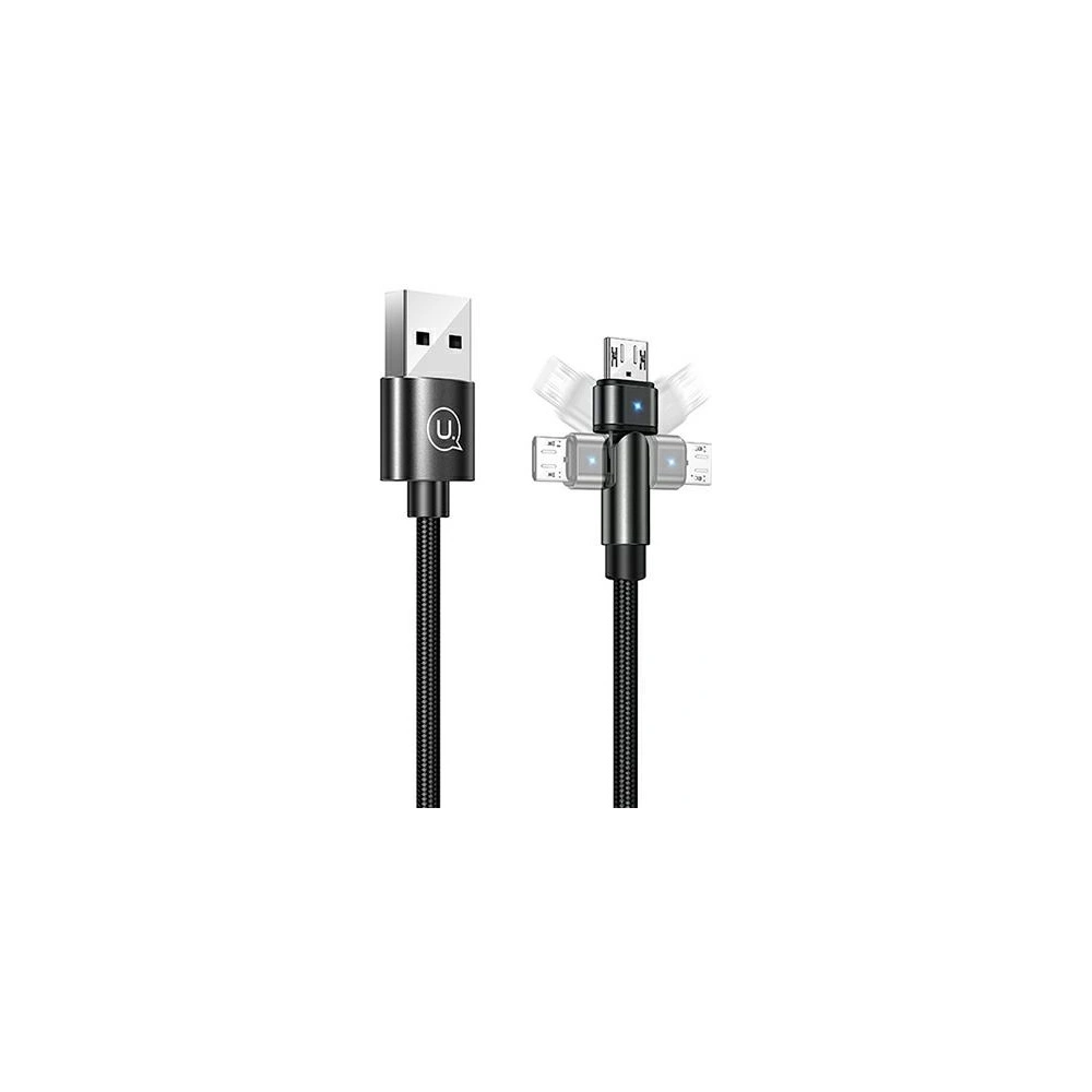 Hurtownia GSM - Kabel pleciony USAMS obrotowy U60 2A microUSB czarny/black 1m SJ478USB01 - USA259BLK - {ean13} - Hurt