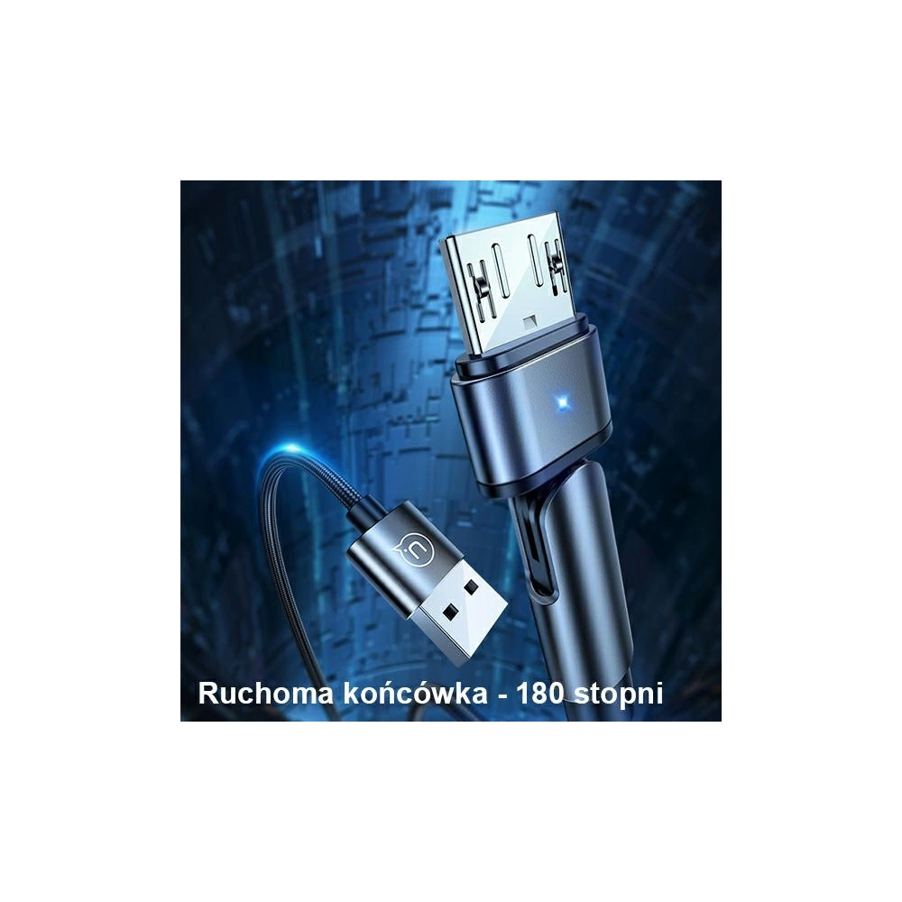 Hurtownia GSM - Kabel pletený USAMS otočný U60 2A microUSB černý/black 1m SJ478USB01 - USA259BLK - {ean13} - Hurt