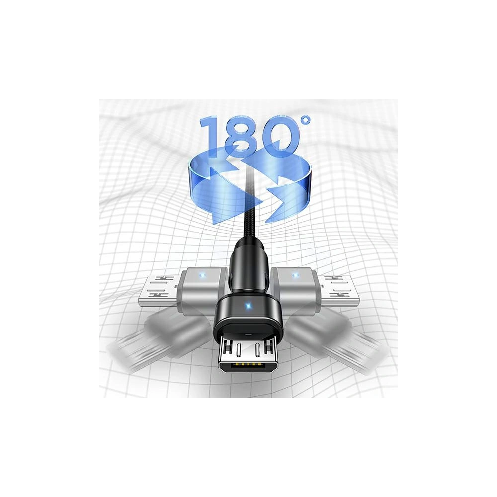 Hurtownia GSM - Kabel pleciony USAMS obrotowy U60 2A microUSB czarny/black 1m SJ478USB01 - USA259BLK - {ean13} - Hurt