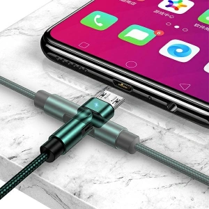 Wholesale USAMS Nylon Cable Rotatable U60 2A microUSB black 1m SJ478USB01 (US-SJ478) - USA259BLK - {ean13} - Hurt