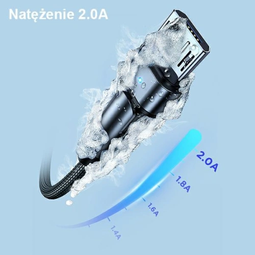 Kabel pleciony USAMS obrotowy U60 2A microUSB czarny/black 1m SJ478USB01