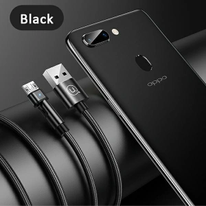 Wholesale USAMS Nylon Cable Rotatable U60 2A microUSB black 1m SJ478USB01 (US-SJ478) - USA259BLK - {ean13} - Hurt
