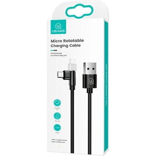 Kabel pleciony USAMS obrotowy U60 2A microUSB czarny/black 1m SJ478USB01