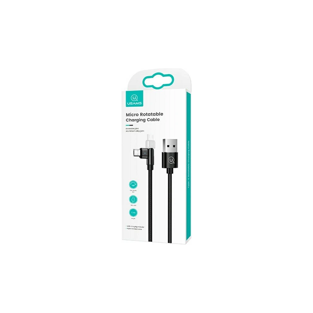Hurtownia GSM - Kabel pletený USAMS otočný U60 2A microUSB černý/black 1m SJ478USB01 - USA259BLK - {ean13} - Hurt