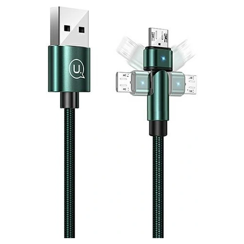 Kabel pleciony USAMS obrotowy U60 2A microUSB zielony/green 1m SJ478USB02