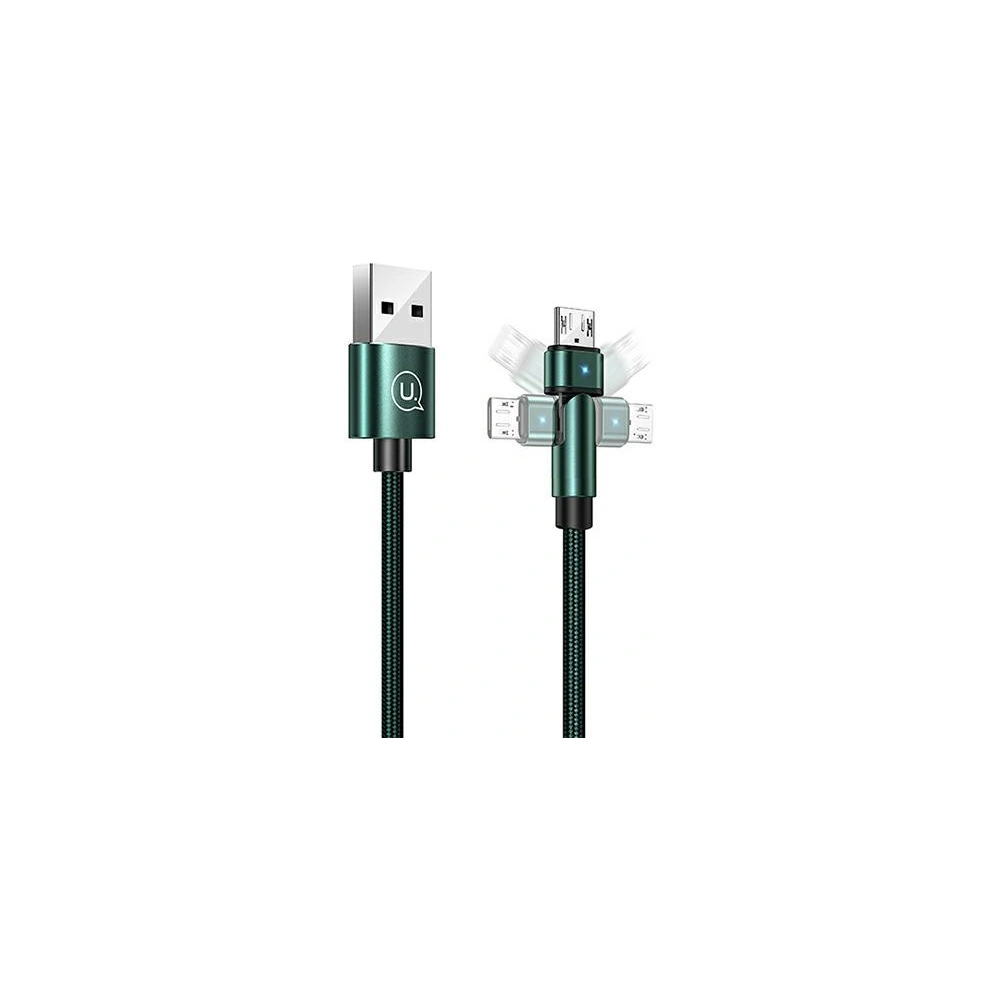 Hurtownia GSM - Kabel pleciony USAMS obrotowy U60 2A microUSB zielony/green 1m SJ478USB02 - USA260GRN - {ean13} - Hurt