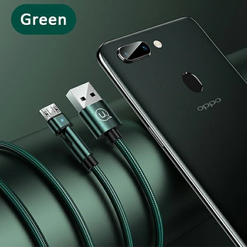 Kabel pleciony USAMS obrotowy U60 2A microUSB zielony/green 1m SJ478USB02