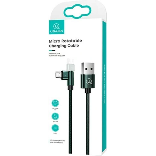 Kabel pleciony USAMS obrotowy U60 2A microUSB zielony/green 1m SJ478USB02
