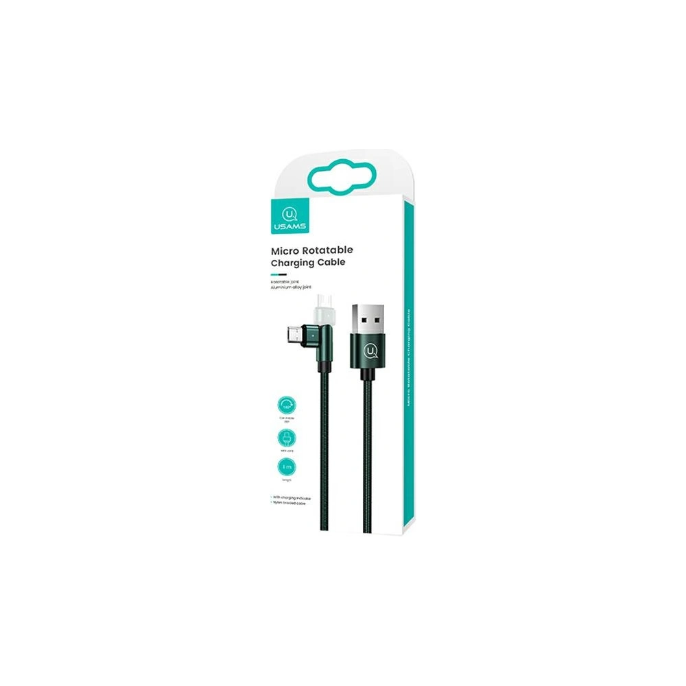 Hurtownia GSM - Kabel pletený USAMS otočný U60 2A microUSB zelený/green 1m SJ478USB02 - USA260GRN - {ean13} - Hurt