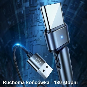 Hurtownia GSM - Kabel pleciony USAMS obrotowy U60 2A USB-C czarny/black 1m SJ477USB01 - USA261BLK - {ean13} - Hurt