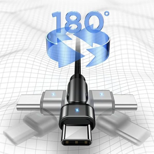 Kabel pleciony USAMS obrotowy U60 2A USB-C czarny/black 1m SJ477USB01