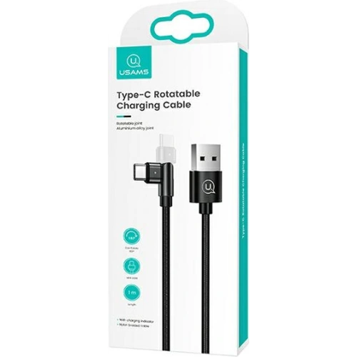 Kabel pleciony USAMS obrotowy U60 2A USB-C czarny/black 1m SJ477USB01