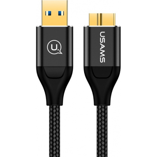 Usams Distributor - 6958444962276 - USA264BLK - USAMS Nylon Cable U19 USB 3.0 microUSB B to external drive 1m black SJ272USB01 (US-SJ272) - B2B homescreen