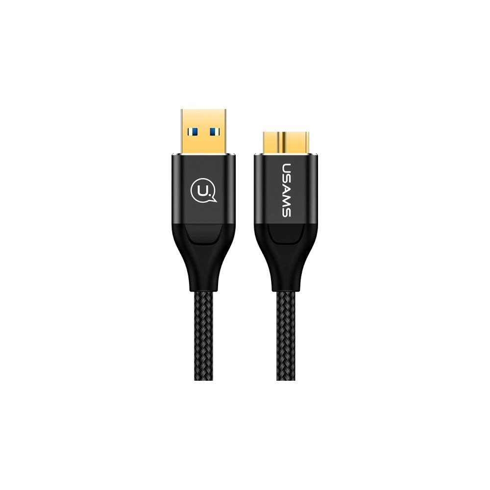 Hurtownia GSM - Kabel pletený USAMS U19 USB 3.0 micro USB B pro externí disk 1m černý/black SJ272USB01 - USA264BLK - {ean13} - Hurt