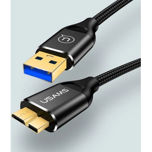 Hurtownia GSM - Kabel pleciony USAMS U19 USB 3.0 micro USB B do dysku zewnętrznego 1m czarny/black SJ272USB01 - USA264BLK - {ean13} - Hurt